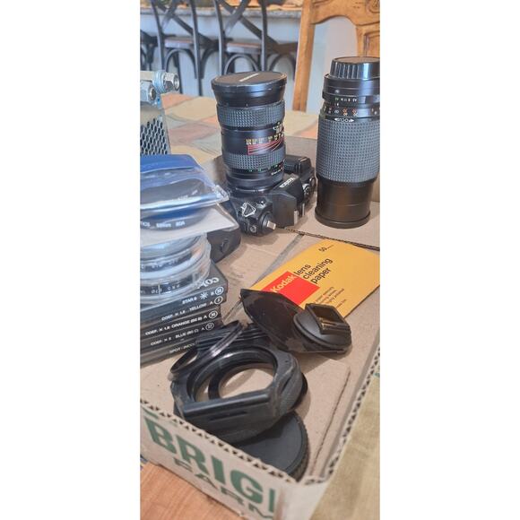 Konica FS-1 SLR 35mm film camera w/ various lenses & filters- film tested! - Picture 16 of 16